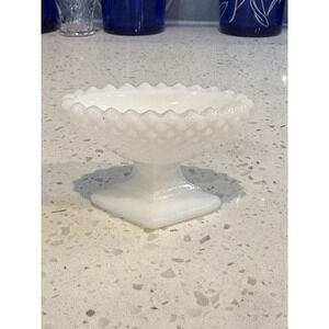 Westmoreland English Hobnail Milk Glass Salt Cellar Mid Century Depression Glass